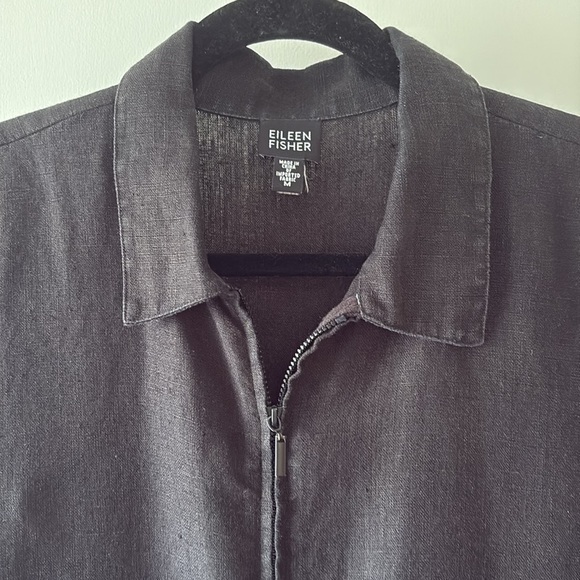 Eileen Fisher Zip Front Linen Blazer M - Picture 3 of 8